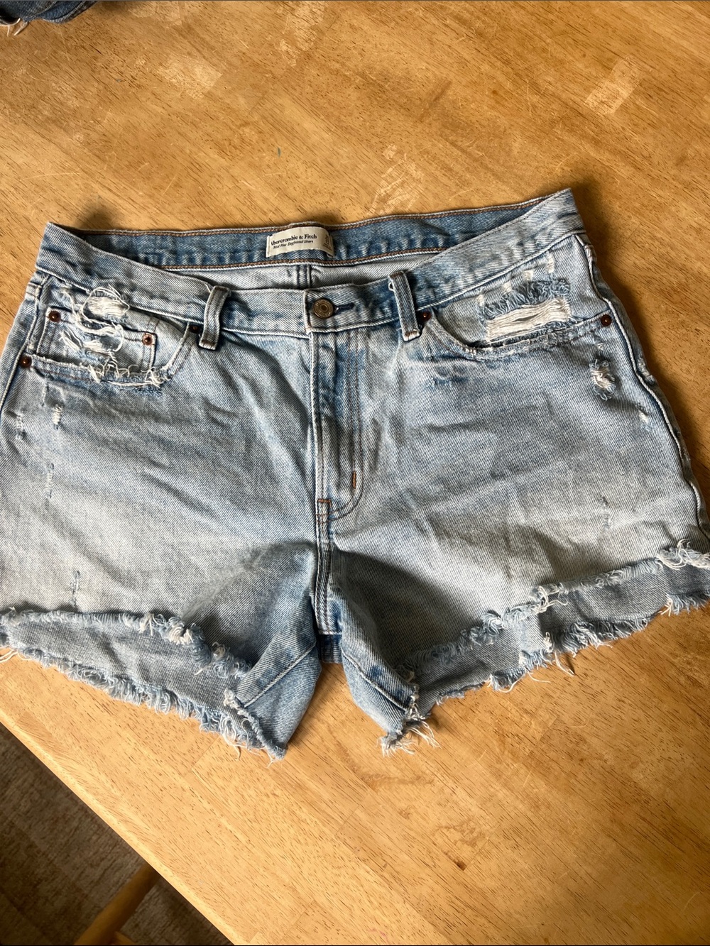 Abercrombie & Fitch Light Blue Distressed Denim Cutoff Shorts